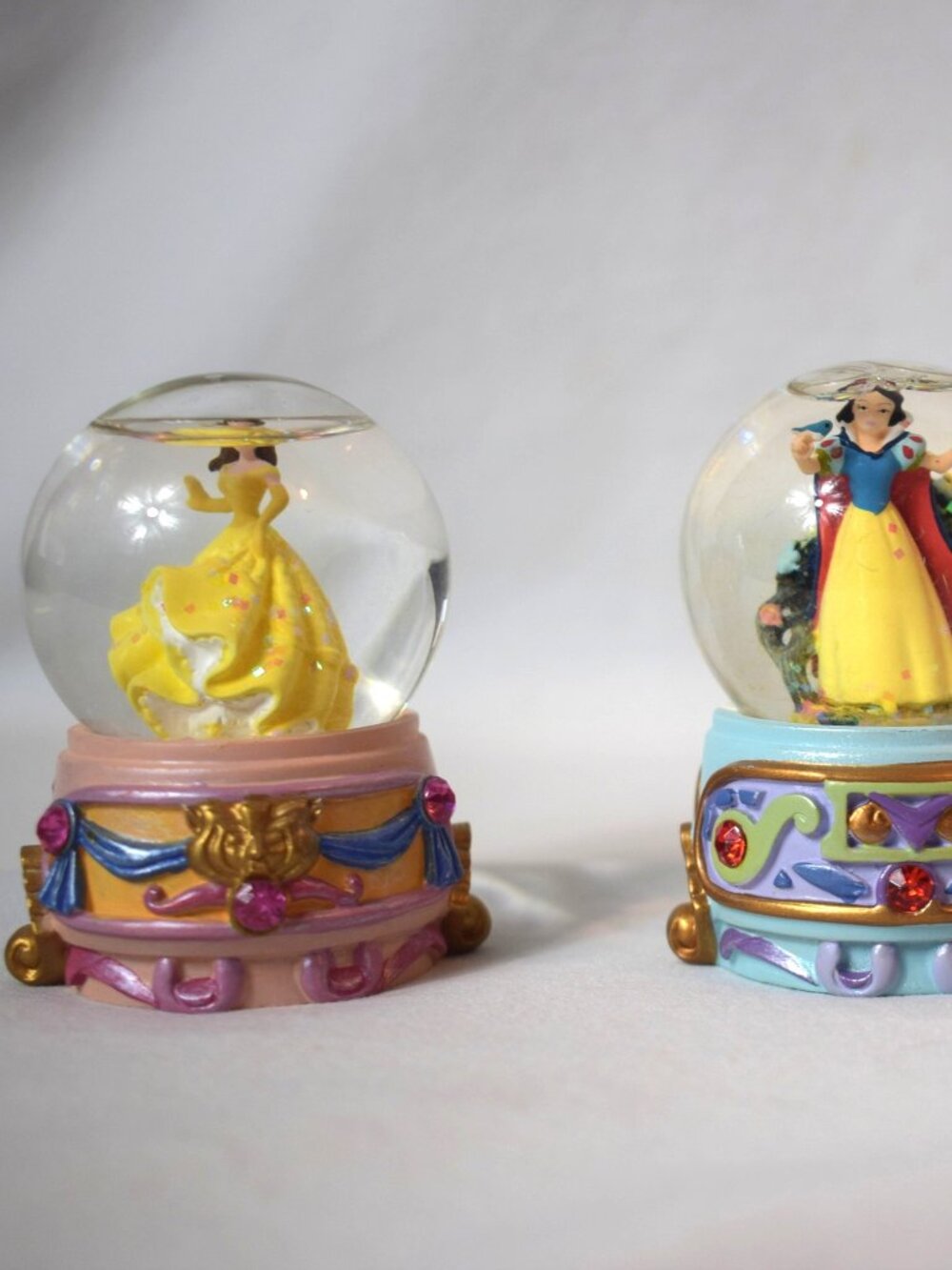 Set of 3 Mini Disney Princess Glitter Snow Globes Ariel Snow White Cinderella